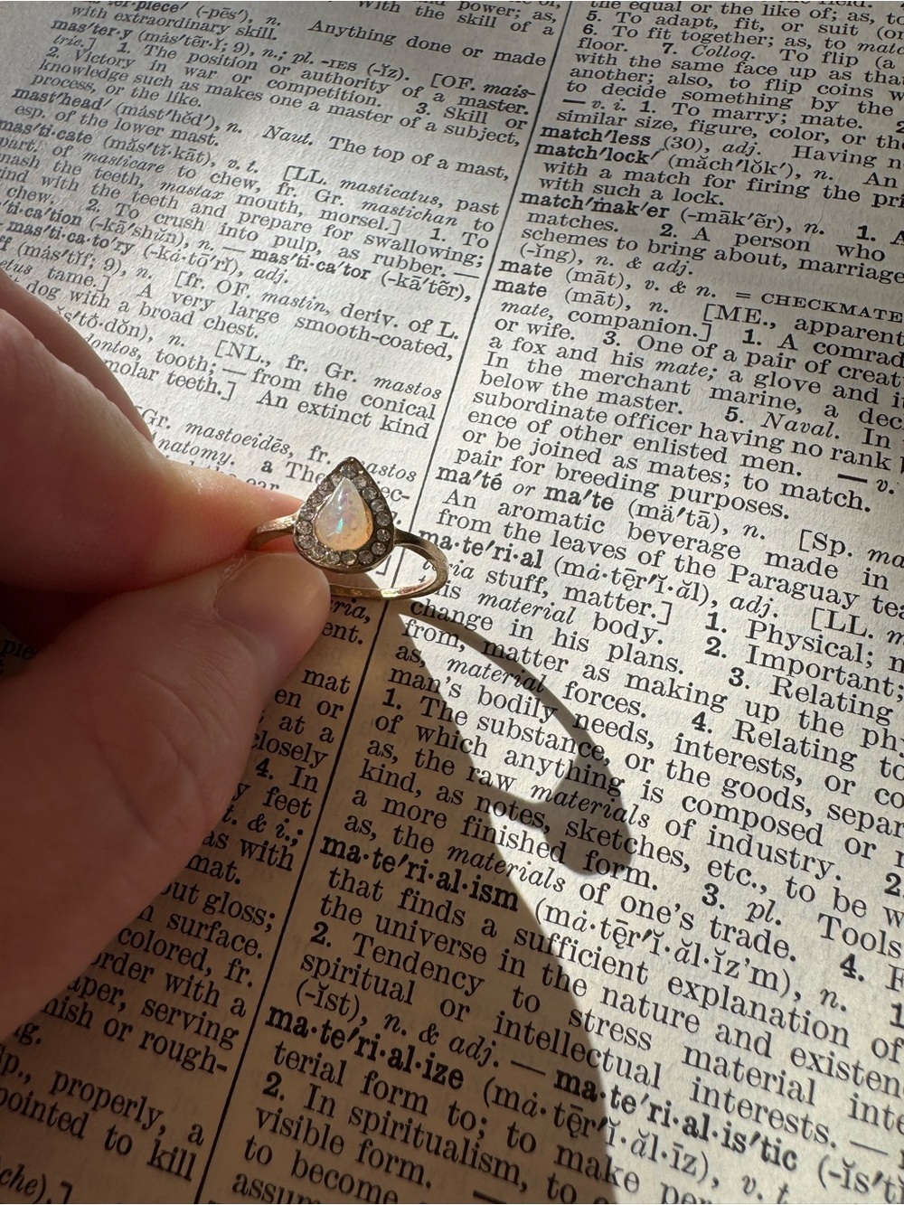 Teardrop Opaline Gold Fill Ring